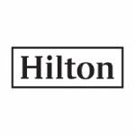 A black and white picture of the hilton logo.