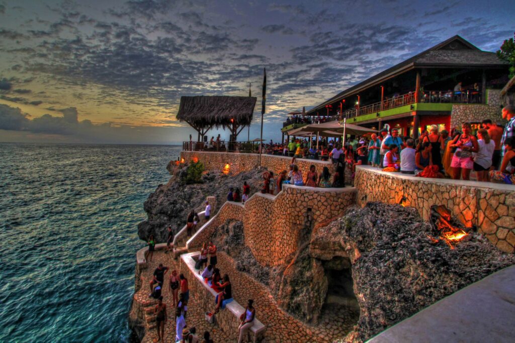 Popular dining destination Rick’s Café in Negril Jamaica